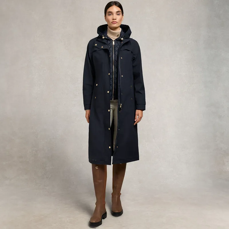 Holland Cooper Folgate Womens Long Waterproof Rain Coat - Ink Navy-6
