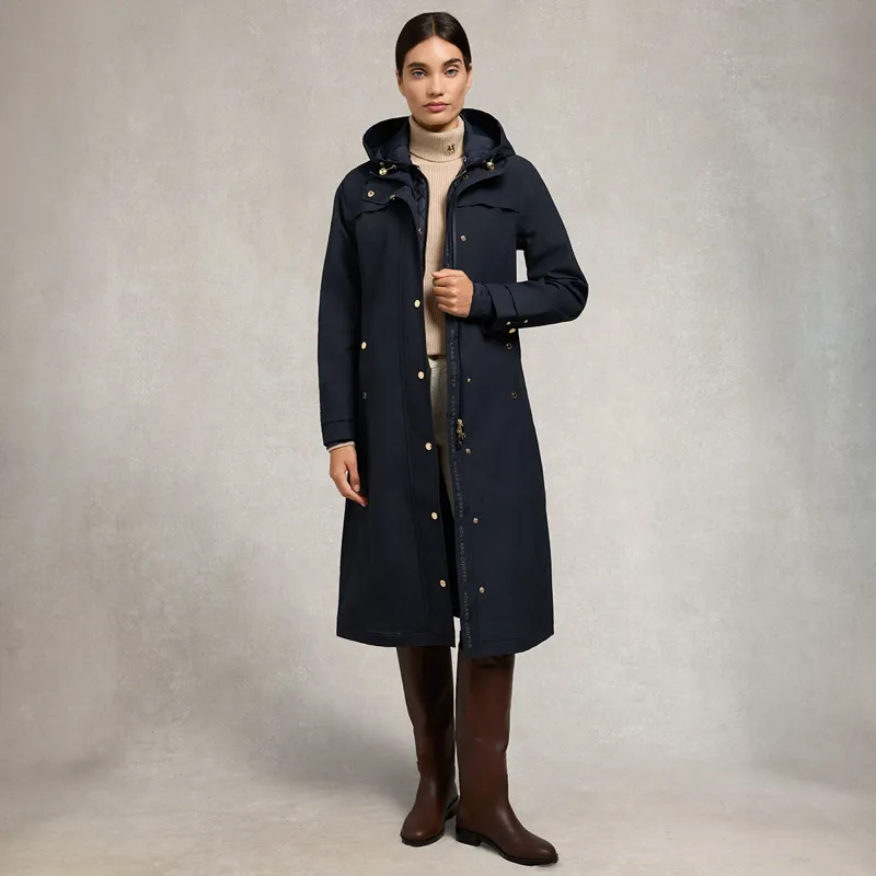Holland Cooper Folgate Womens Long Waterproof Rain Coat - Ink Navy-1