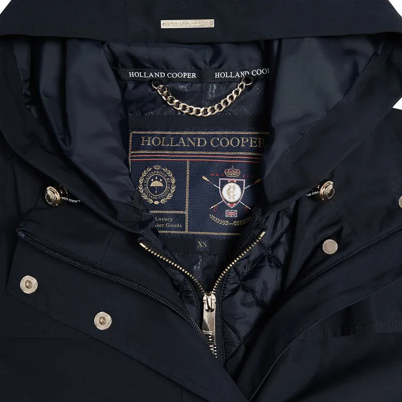 Holland Cooper Folgate Womens Long Waterproof Rain Coat - Ink Navy-2