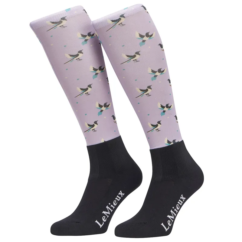 LeMieux Footsie Adults Tall Riding Socks - Lilac/Magpie
