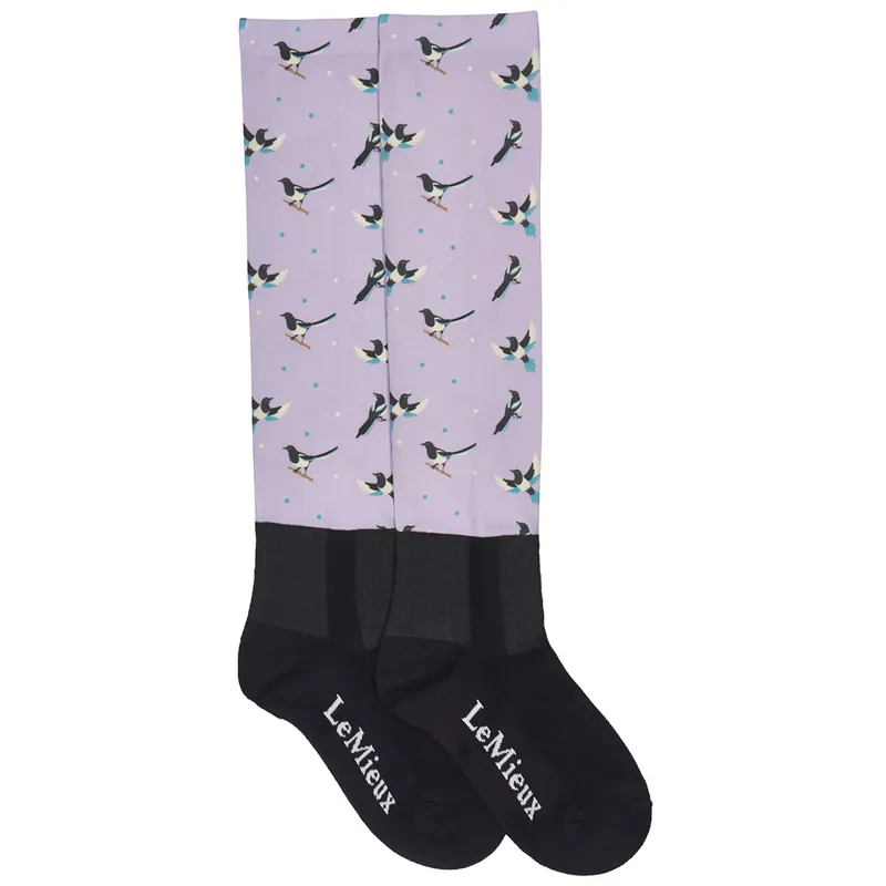 LeMieux Footsie Adults Tall Riding Socks - Lilac/Magpie-2