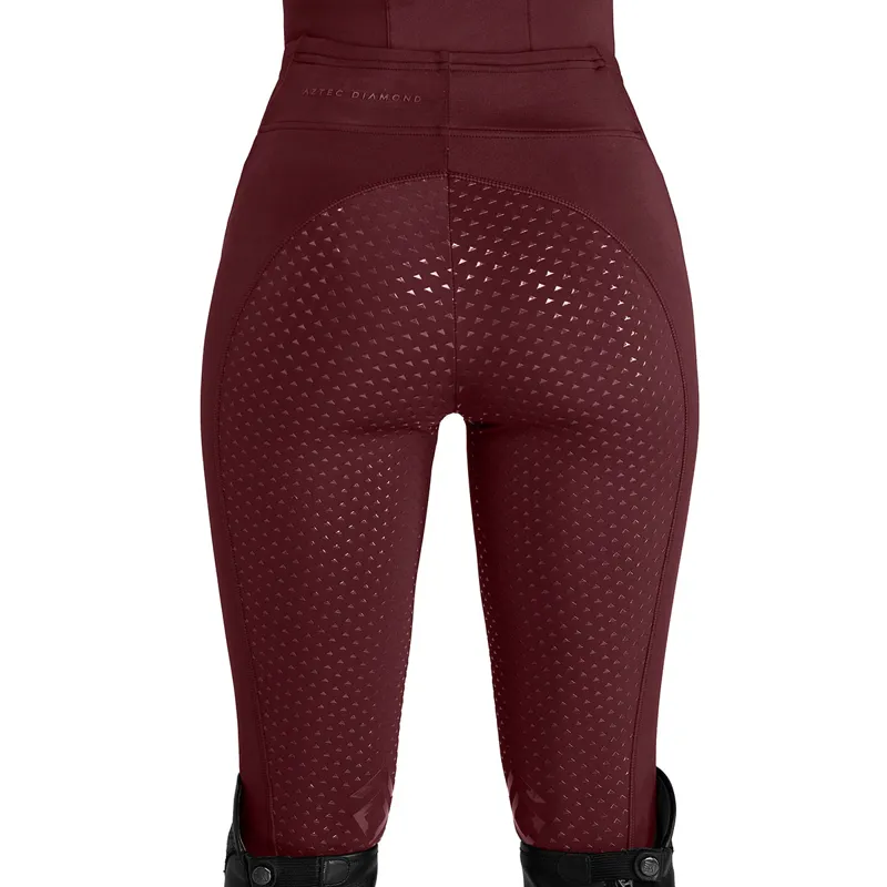 Aztec Diamond Core Full Grip Womens Riding Leggings - Cherry-3