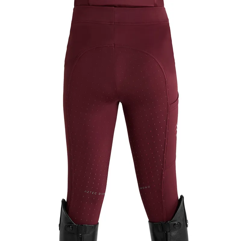 Aztec Diamond Young Rider Full Grip Junior Riding Leggings - Cherry-5