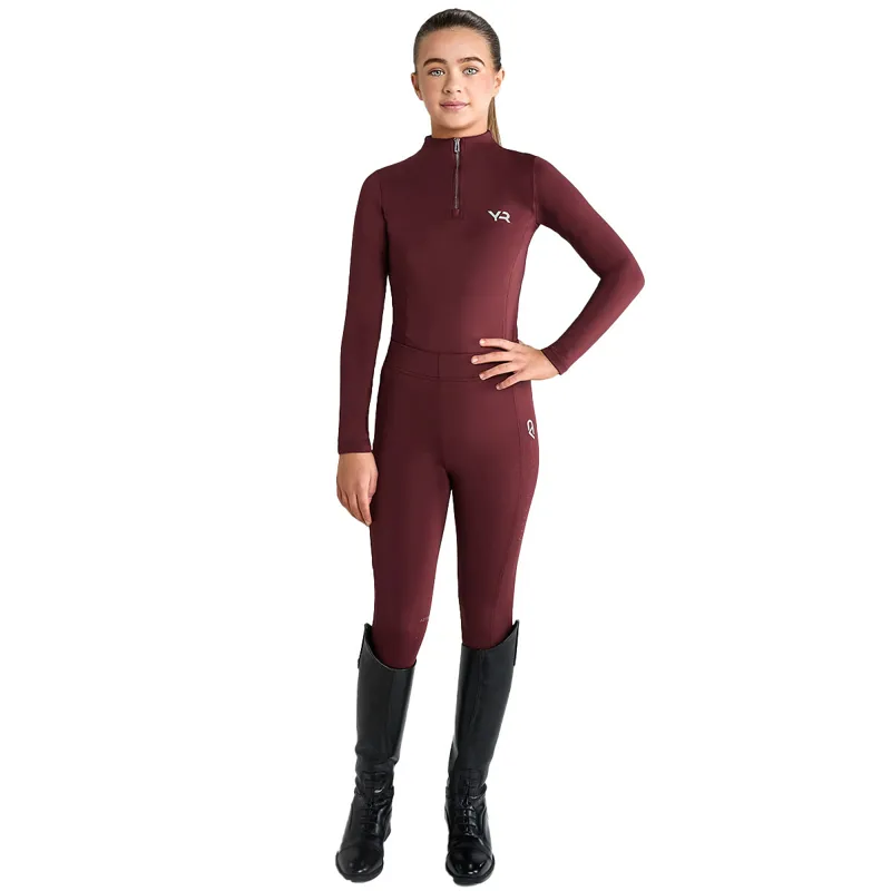 Aztec Diamond Young Rider Full Grip Junior Riding Leggings - Cherry-2