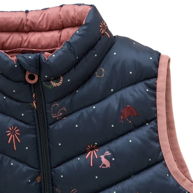 Joules Crofton Junior Girls Padded Gilet - Navy/Horse-2