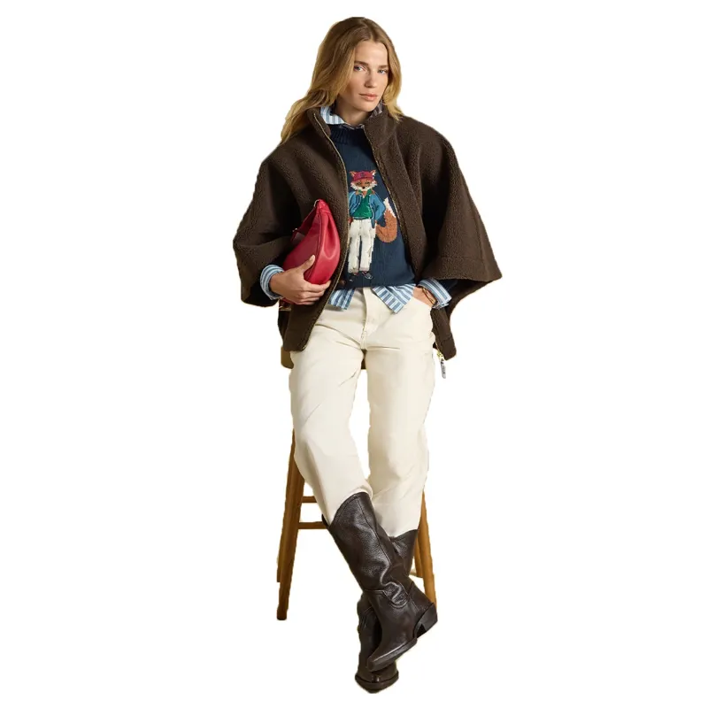 Joules Chunky Fleece Womens Cape - Chocolate Brown-5