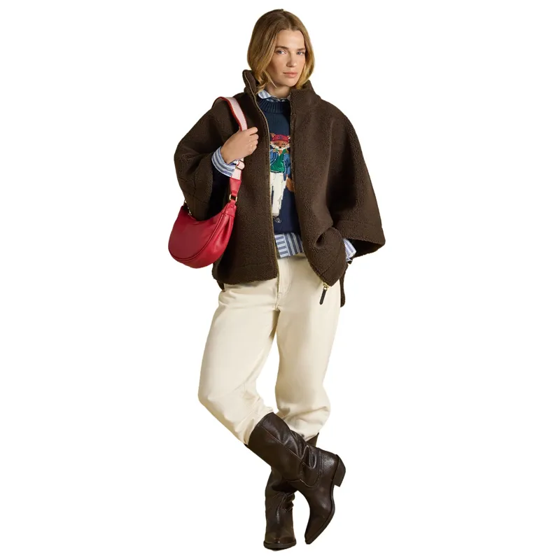 Joules Chunky Fleece Womens Cape - Chocolate Brown-6