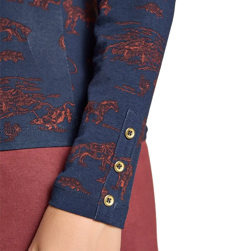 Joules Amy Womens Long Sleeve Jersey Top - Navy/Western-5