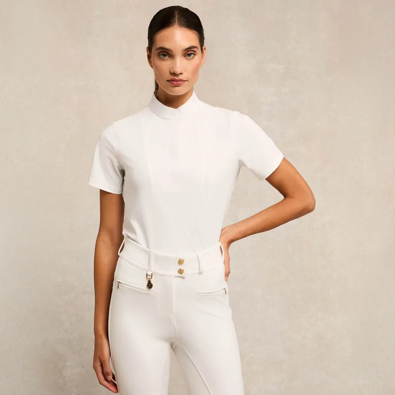 Holland Cooper Gatcombe Ladies Short Sleeve Show Shirt - White-8