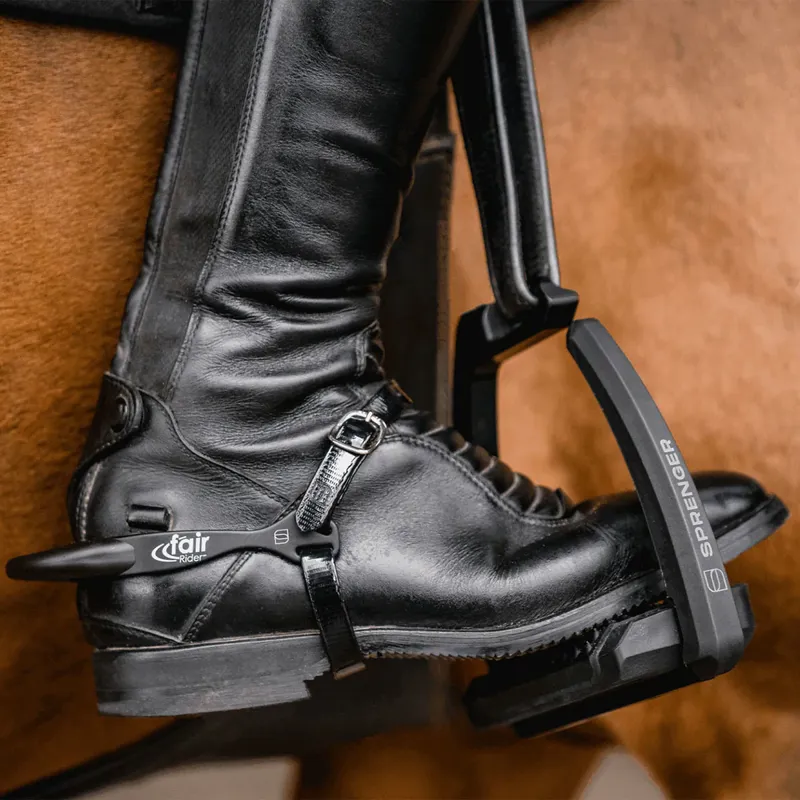 Sprenger Glossy Biothane Spur Straps - Black/Silver-4