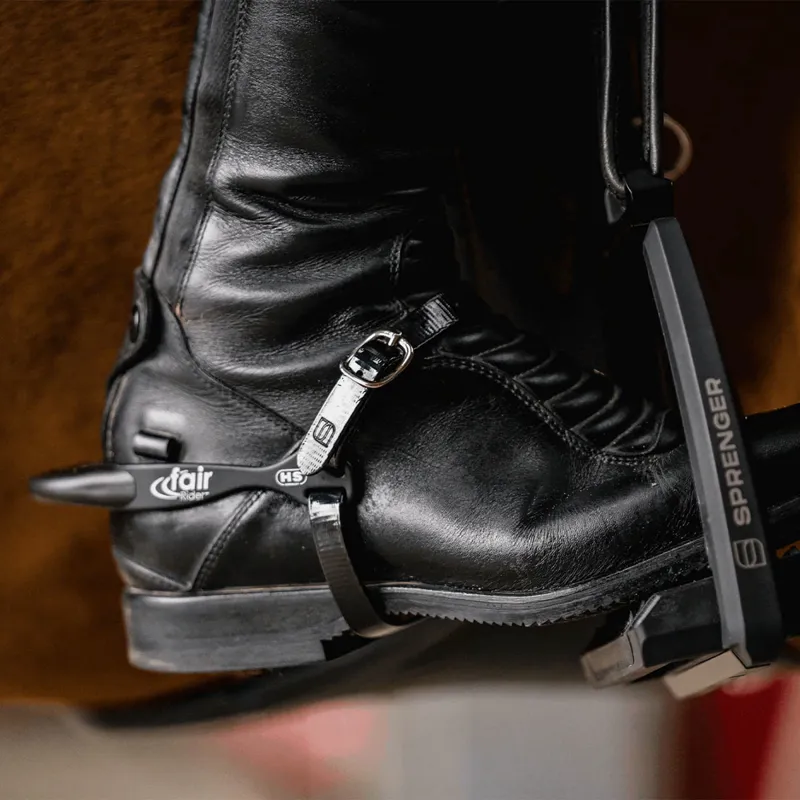 Sprenger Glossy Biothane Spur Straps - Black/Silver-3