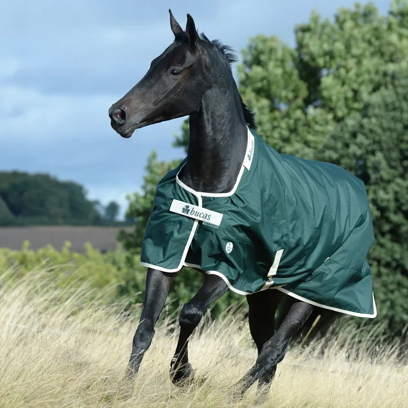 Bucas Greenline 300g Standard Neck Turnout Rug - Green/Cream-12