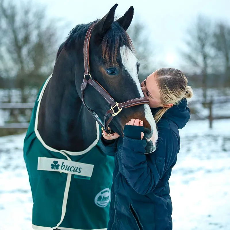 Bucas Greenline 300g Standard Neck Turnout Rug - Green/Cream-8