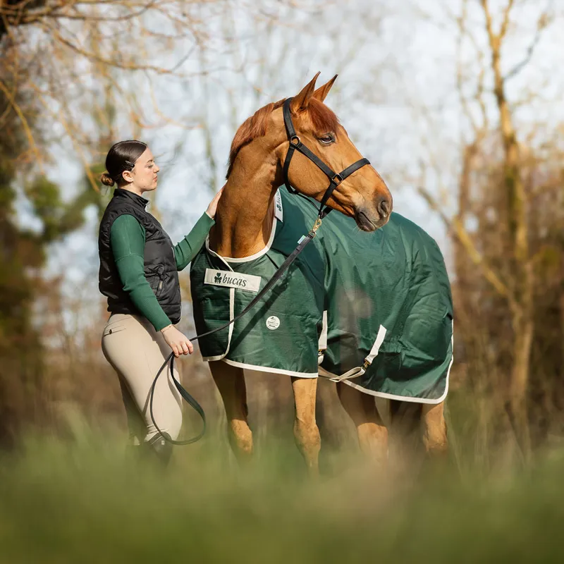 Bucas Greenline 300g Standard Neck Turnout Rug - Green/Cream-7
