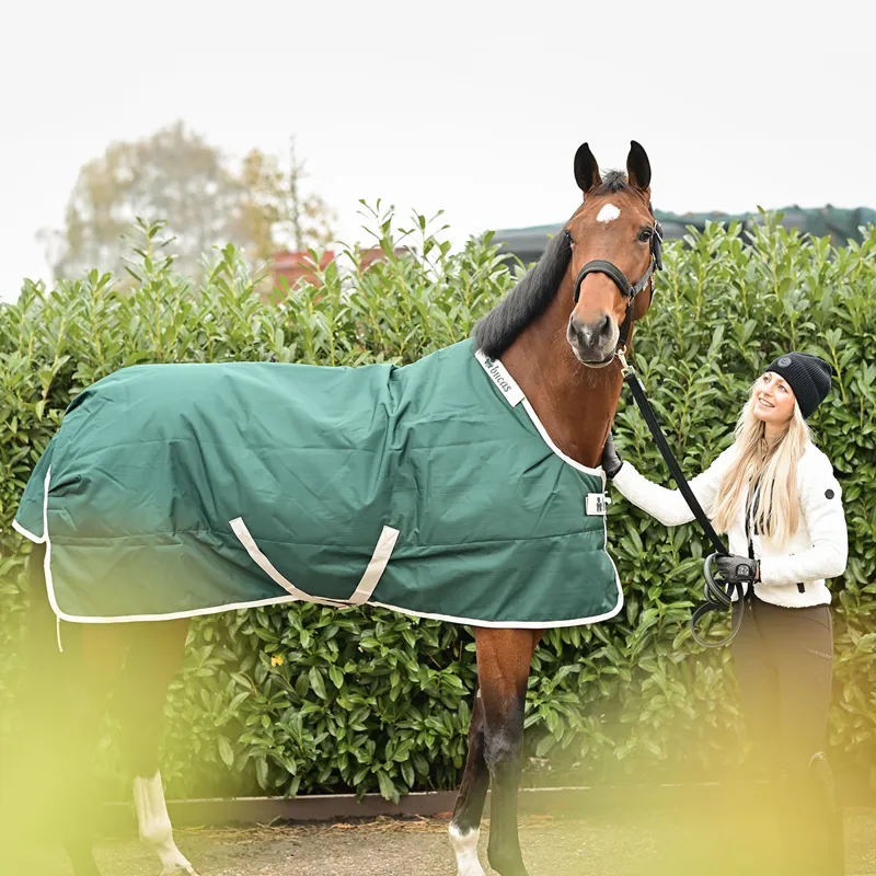 Bucas Greenline 300g Standard Neck Turnout Rug - Green/Cream-6