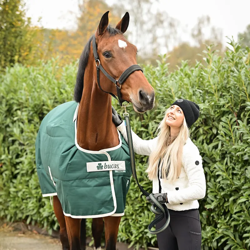 Bucas Greenline 300g Standard Neck Turnout Rug - Green/Cream-4