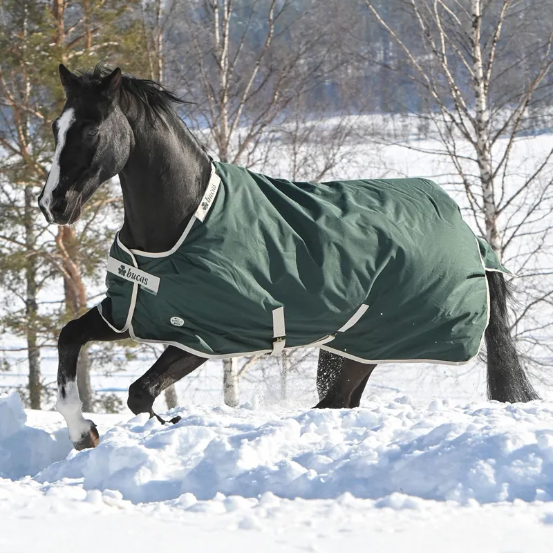 Bucas Greenline 300g Standard Neck Turnout Rug - Green/Cream-3