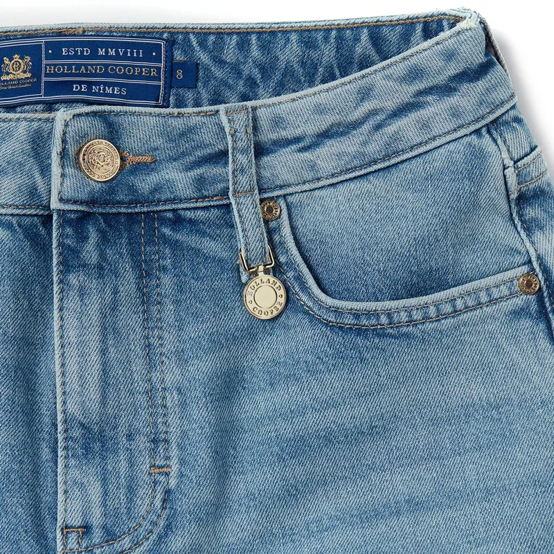 Holland Cooper High Rise Ladies Denim Shorts - Vintage Indigo-6