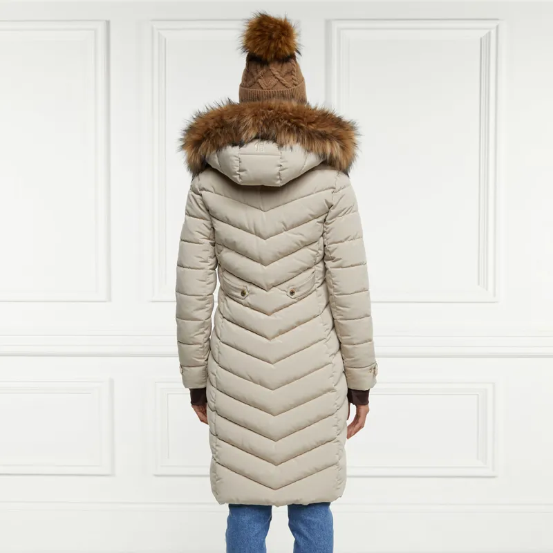 Holland Cooper Chamonix Ladies Long Quilted Jacket - Stone-1