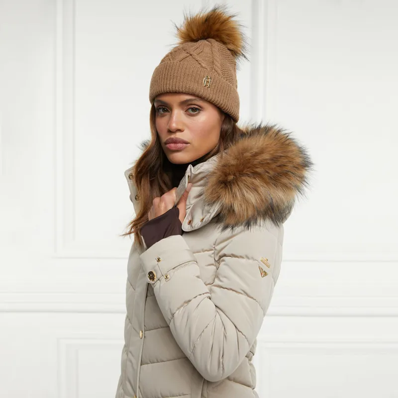 Holland Cooper Chamonix Ladies Long Quilted Jacket - Stone-2