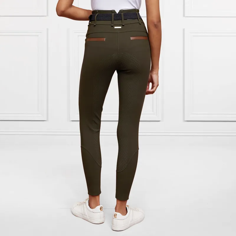 Holland Cooper Heritage Full Grip Thermal Ladies Breeches - Dark Olive-1