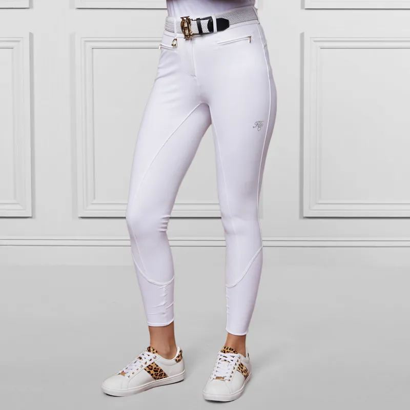 Holland Cooper Premium Mid Rise Ladies Competition Breeches - White