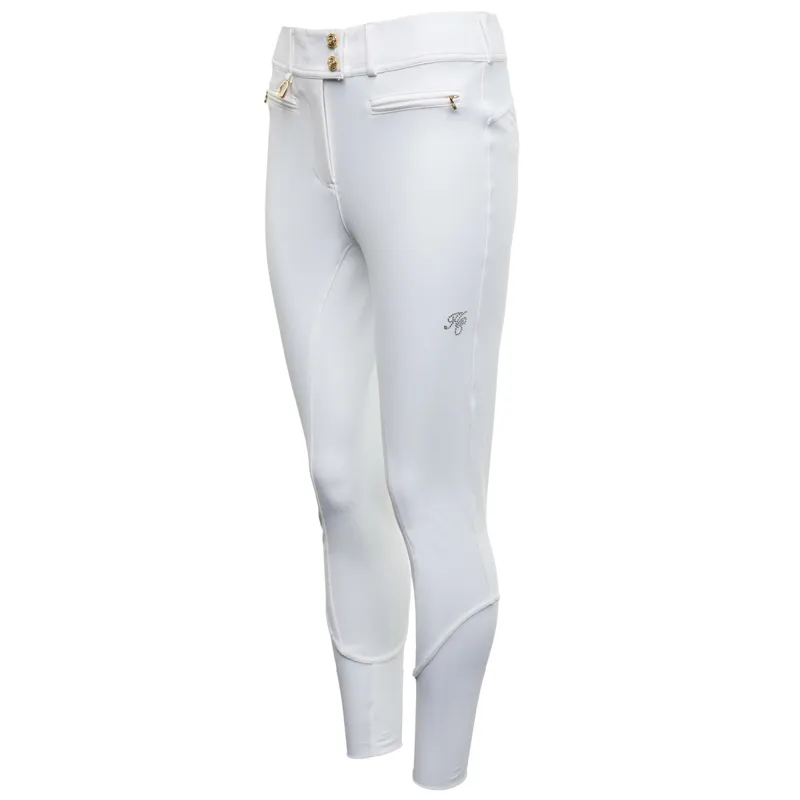 Holland Cooper Premium Mid Rise Ladies Competition Breeches - White-6