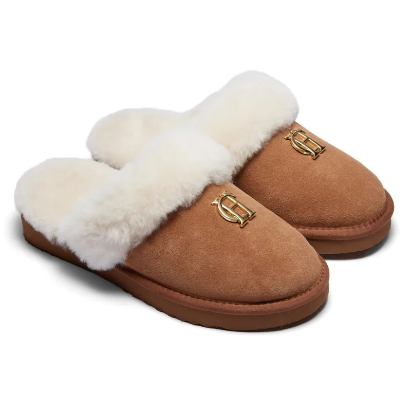 Holland Cooper Shearling Slippers - Tan