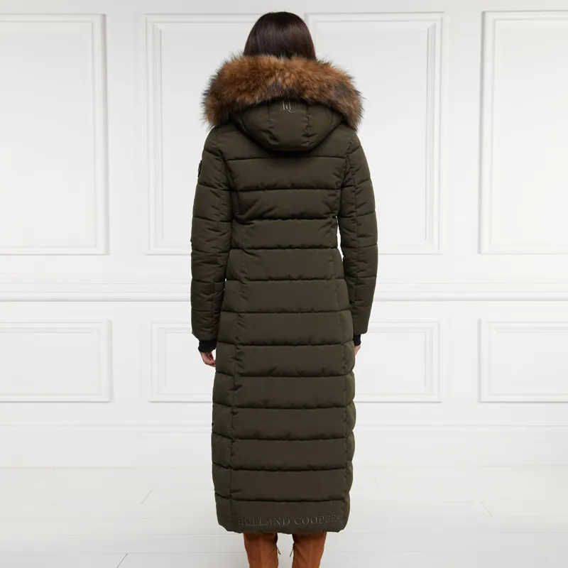 Holland Cooper Stoneleigh Ladies Longline Quilted Jacket - Khaki-1