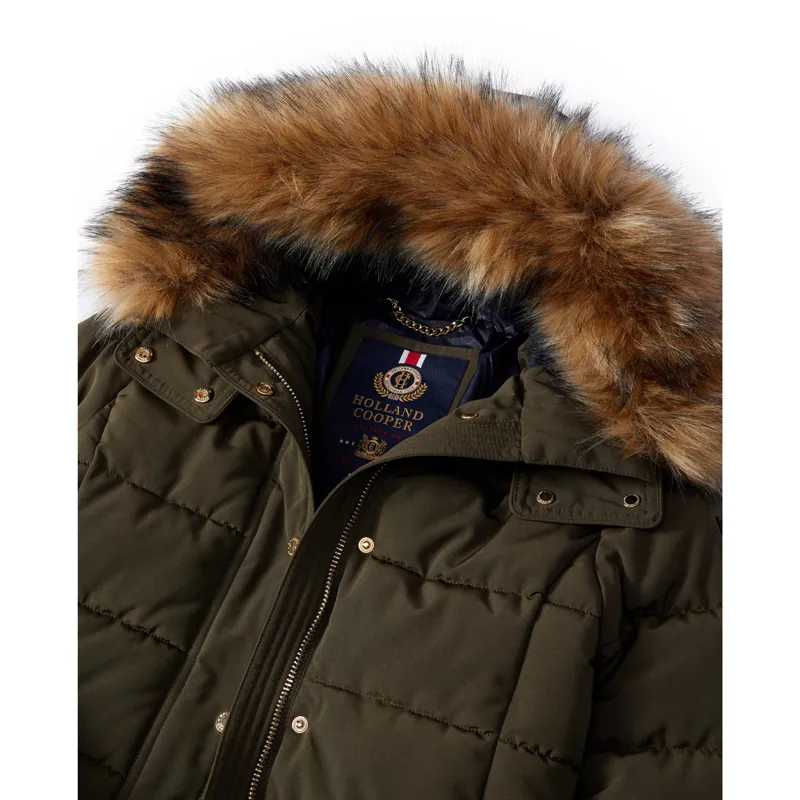 Holland Cooper Stoneleigh Ladies Longline Quilted Jacket - Khaki-6