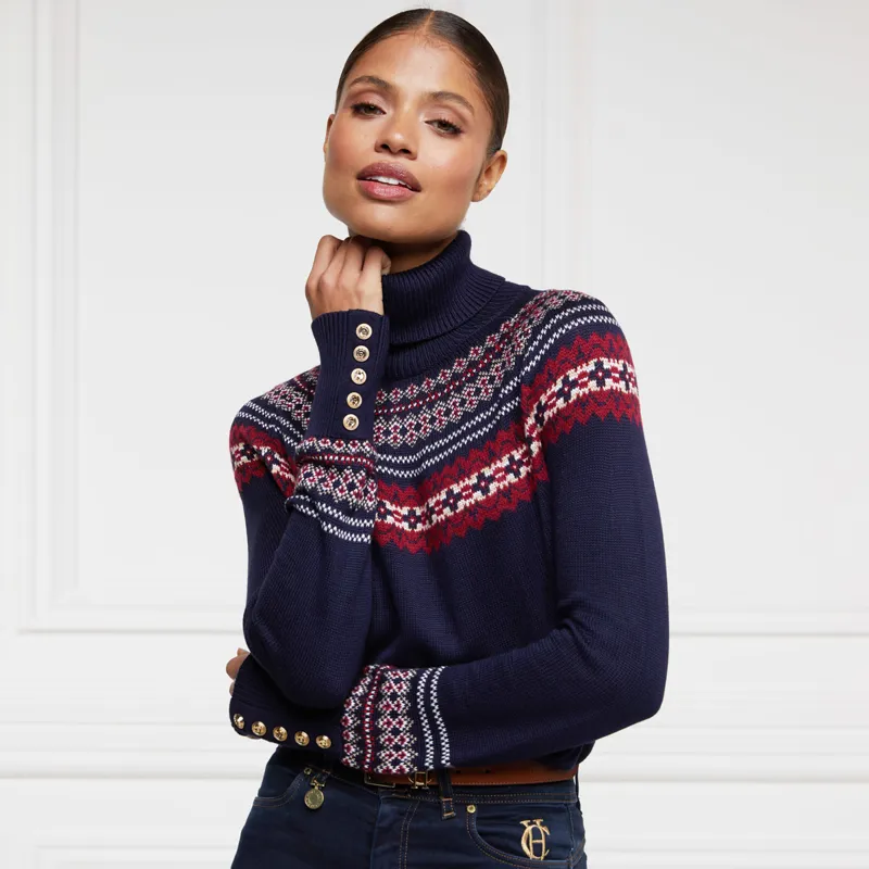 Ladies navy roll neck jumper shop