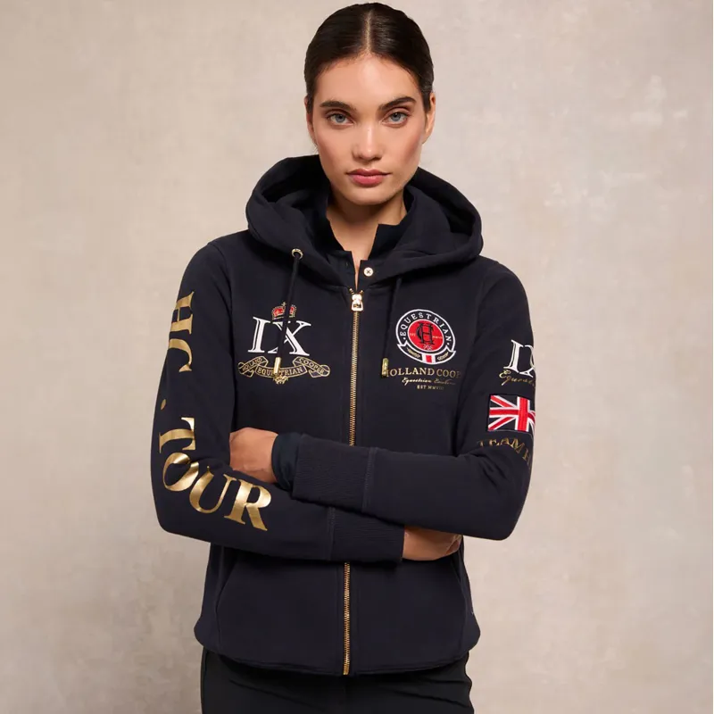 Holland Cooper Team Womens Zip Hoodie - Ink Navy-3