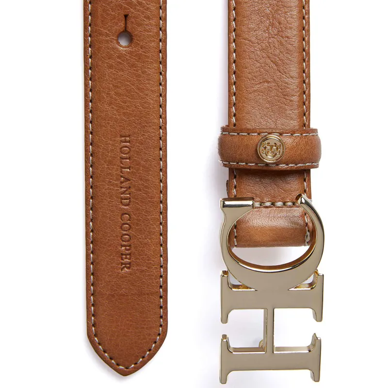 Holland Cooper Atelier Slim Logo Belt - Tan Contrast-1