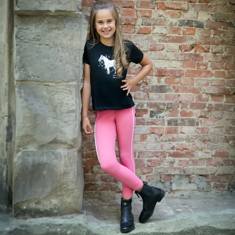 HKM Sparkle Horse Junior Girls T-Shirt - Black-7