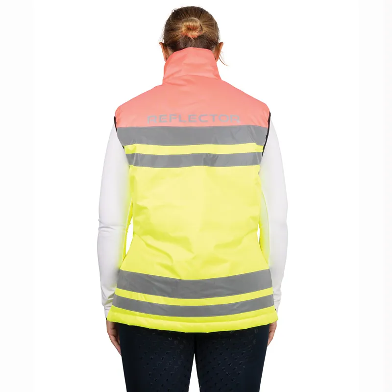 Hy Equestrian Reflector Two Tone Adults Waterproof Gilet - Yellow/Pink-1