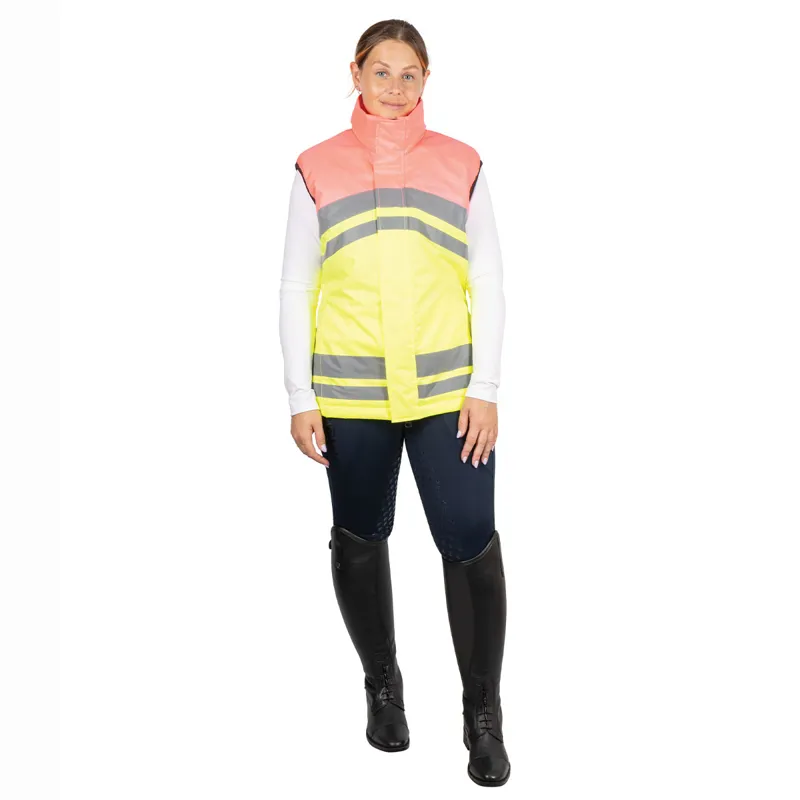 Hy Equestrian Reflector Two Tone Adults Waterproof Gilet - Yellow/Pink-2