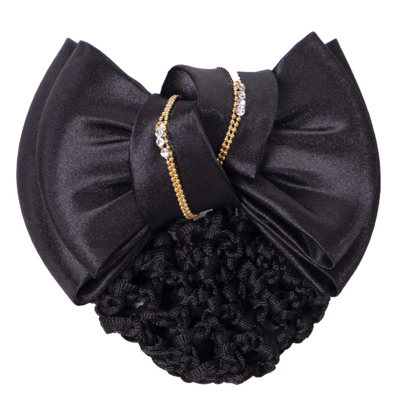 QHP Hair Bow and Hairnet - Black/Gold
