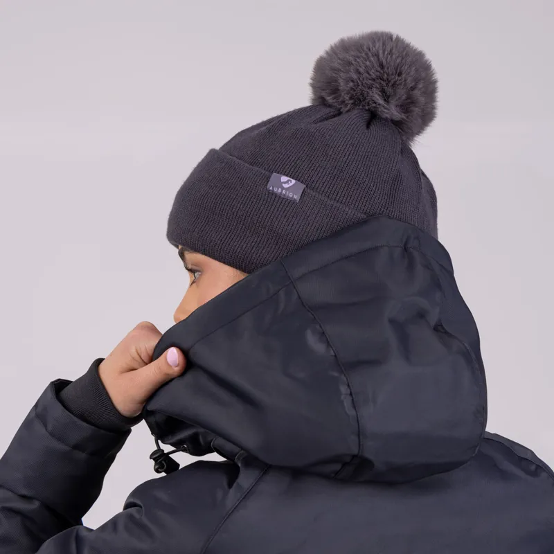 Aubrion Halcyon Ladies Long Length Waterproof Jacket - Charcoal-10