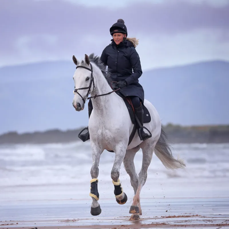 Aubrion Halcyon Ladies Long Length Waterproof Jacket - Charcoal-3