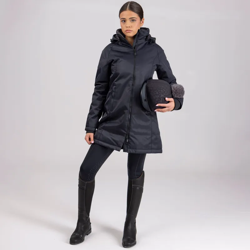 Aubrion Halcyon Ladies Mid Length Waterproof Jacket - Charcoal-5