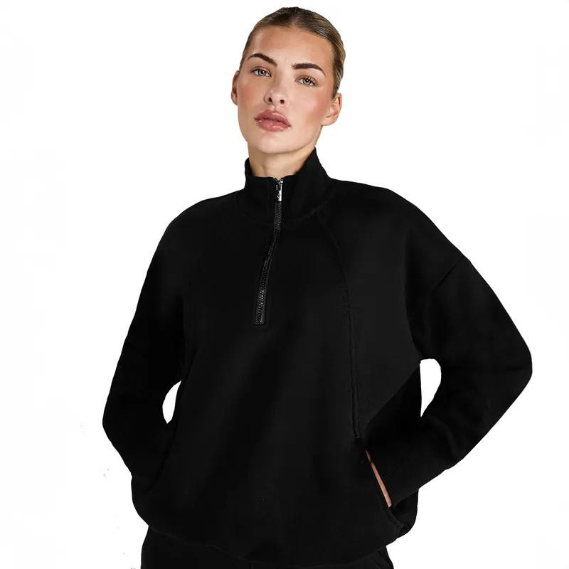 Aztec Diamond Premium Half Zip Womens Sweater - Black