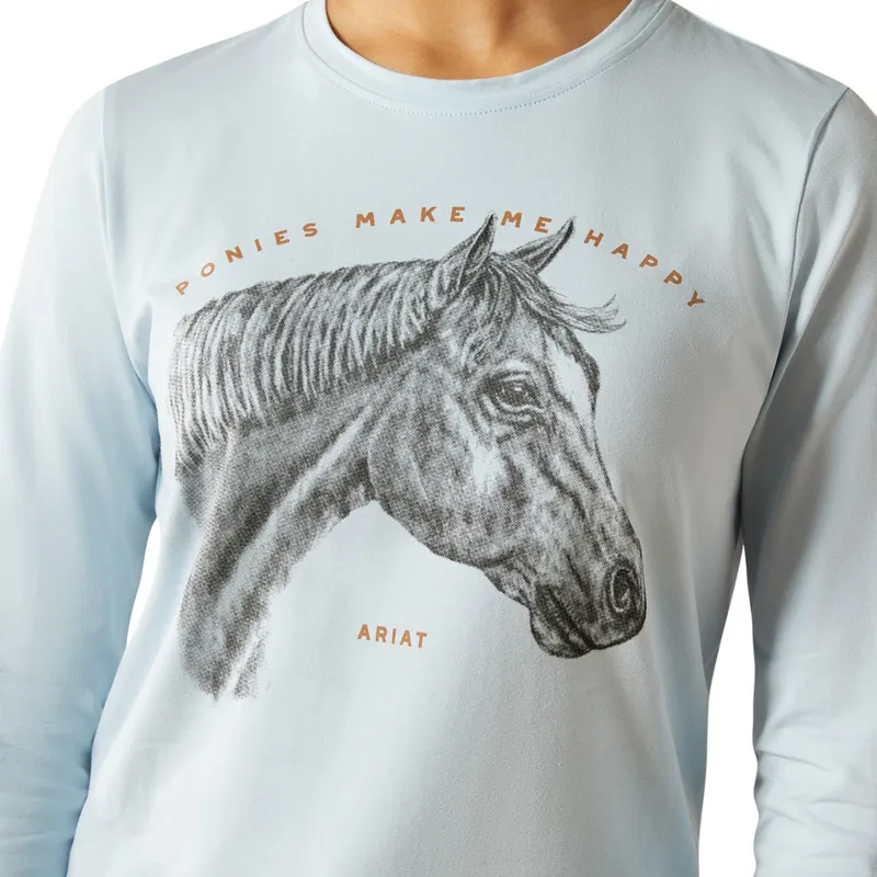 Ariat Happy Junior Girls Long Sleeve Tee - Skywalk-2