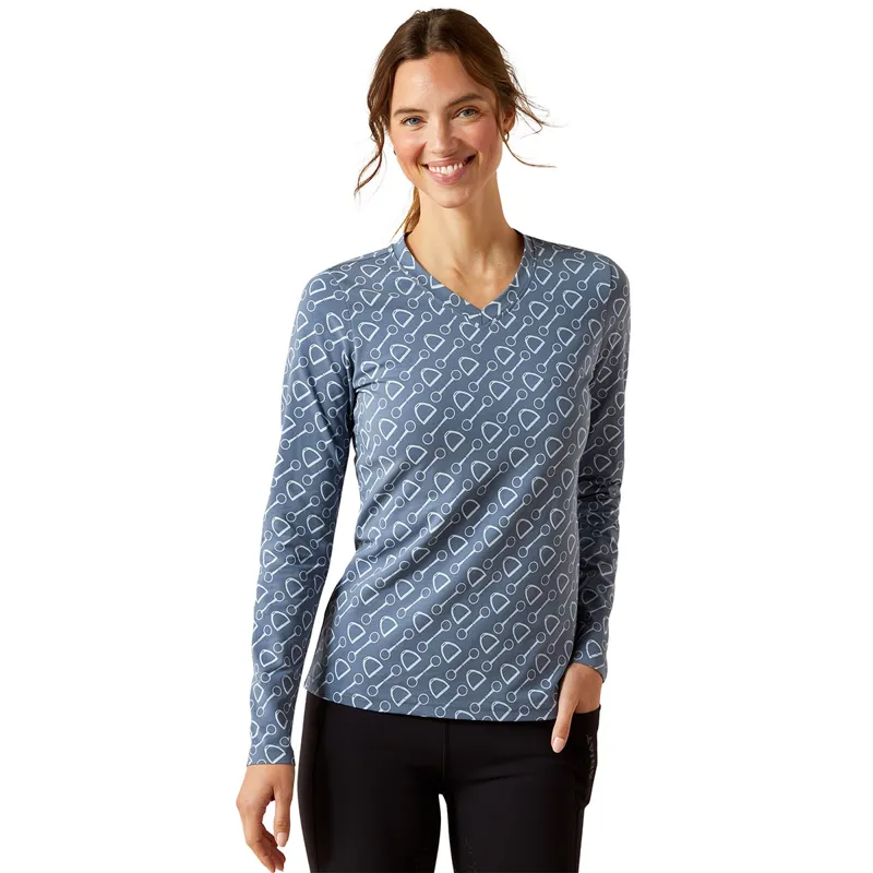 Ariat Hardwear Print Long Sleeve Womens Tee - China Blue