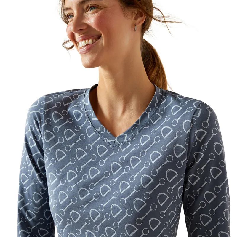 Ariat Hardwear Print Long Sleeve Womens Tee - China Blue-3