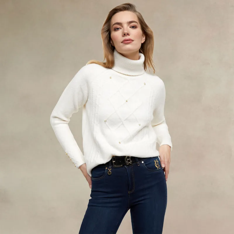 Holland Cooper Harlow Ladies Knit Jumper - Ecru-2