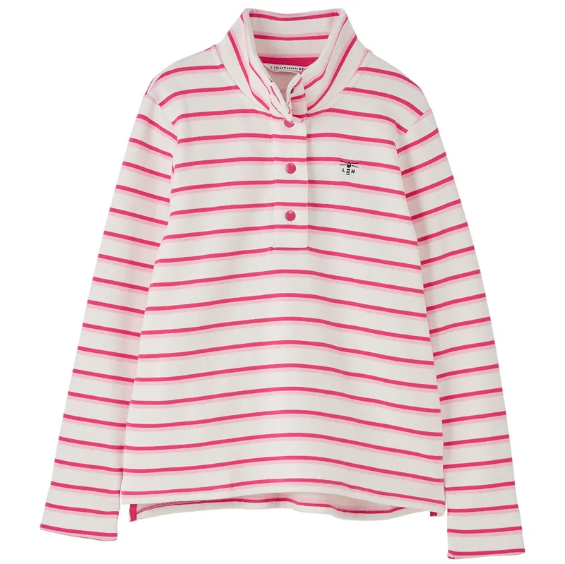 Lighthouse Haven Ladies Sweater - Pink Stripe-2