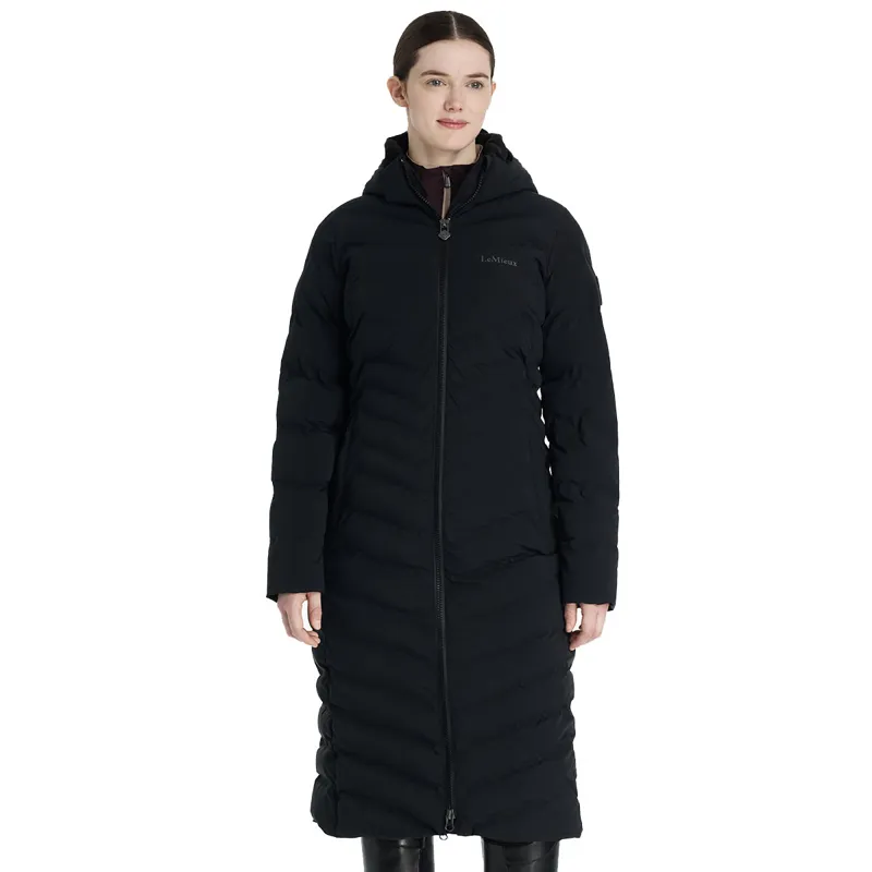 LeMieux Hayley Womens Water Resistant Long Line Puffer Jacket - Black