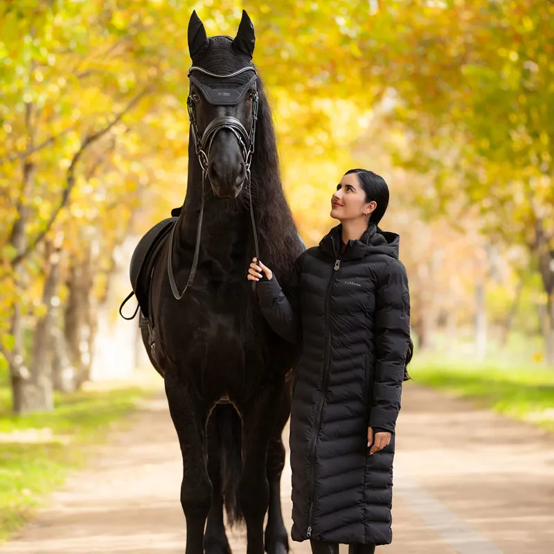 LeMieux Hayley Womens Water Resistant Long Line Puffer Jacket - Black-3