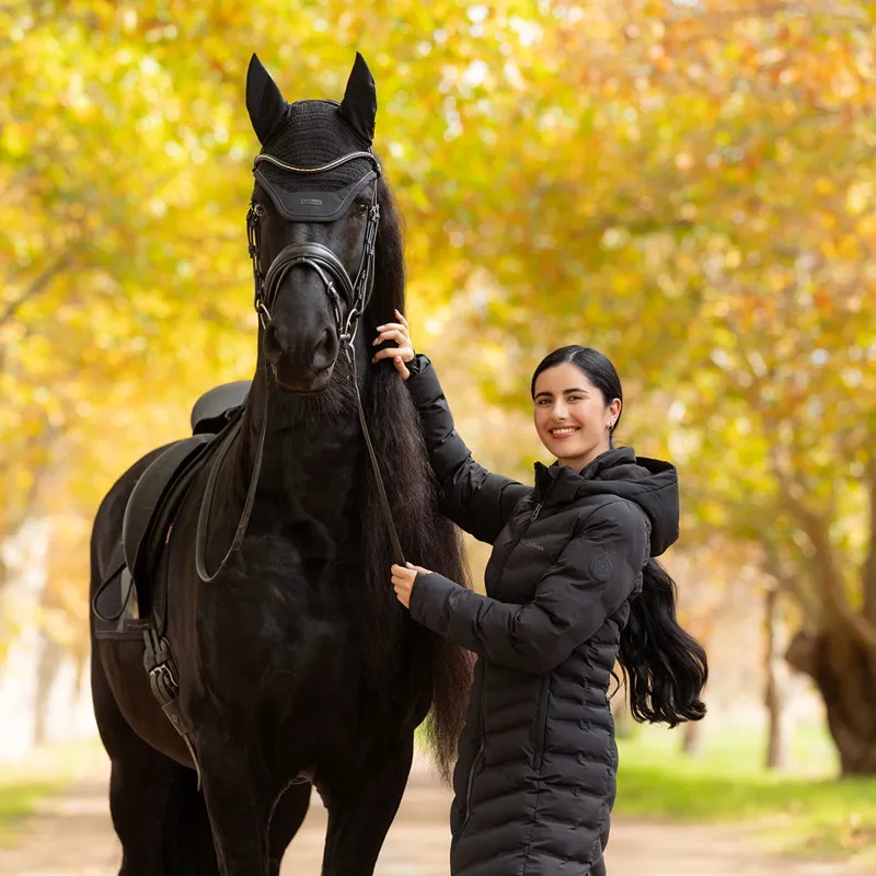 LeMieux Hayley Womens Water Resistant Long Line Puffer Jacket - Black-2