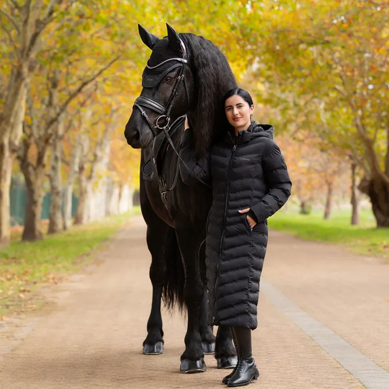 LeMieux Hayley Womens Water Resistant Long Line Puffer Jacket - Black-1